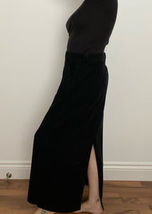 90's Black Maxi Corduroy Skirt