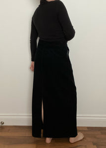 90's Black Maxi Corduroy Skirt
