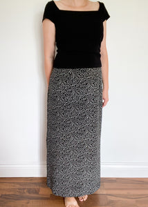 90's Black and White Floral Maxi Skirt