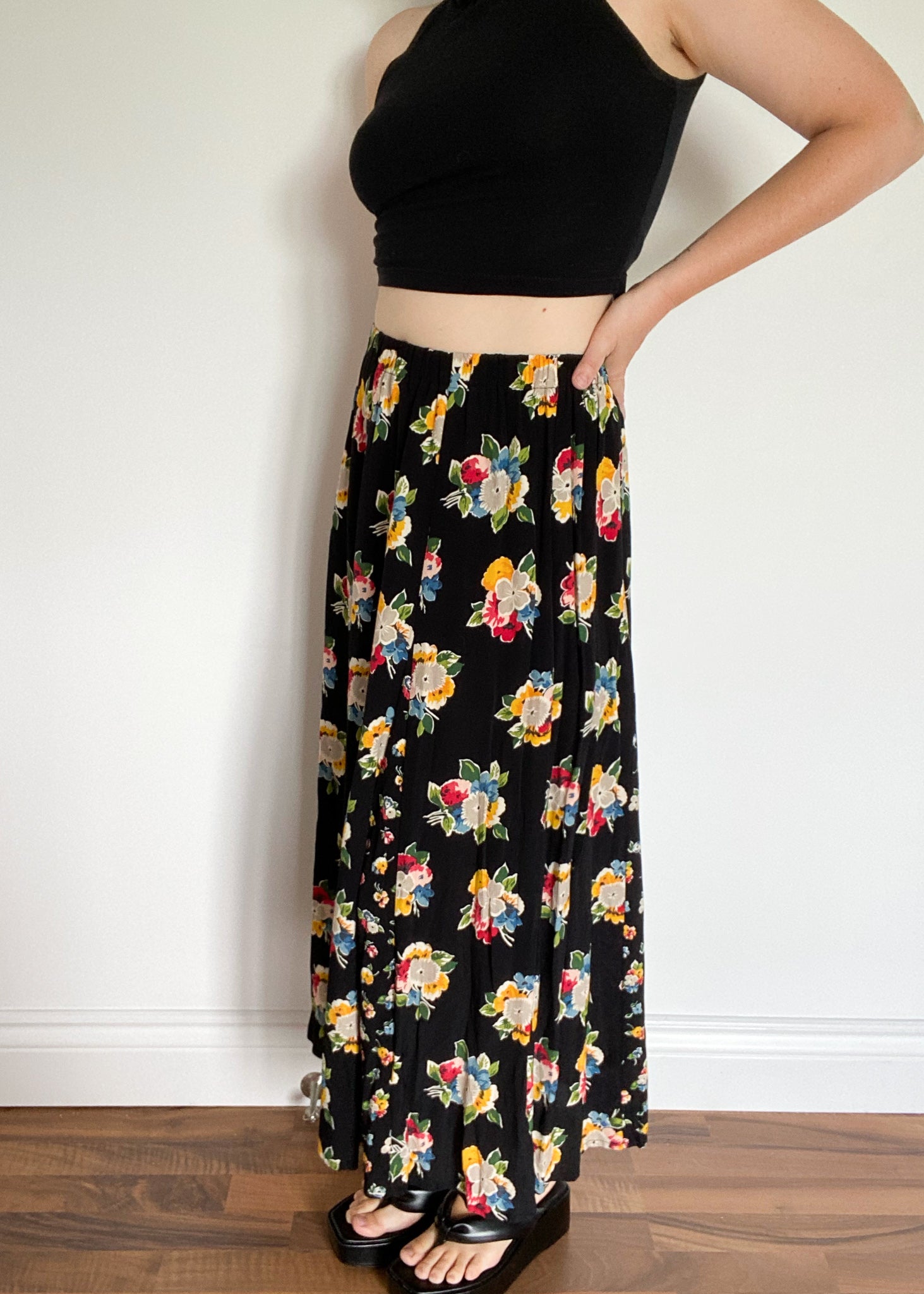 90's Floral Print Maxi Skirt – StylEthics