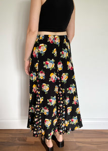90's Floral Print Maxi Skirt