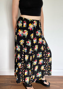 90's Floral Print Maxi Skirt