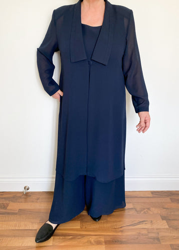 90's Sheer Navy Three Piece Pant Set