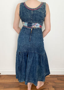 Acid Wash Denim Patchwork Skirt Set