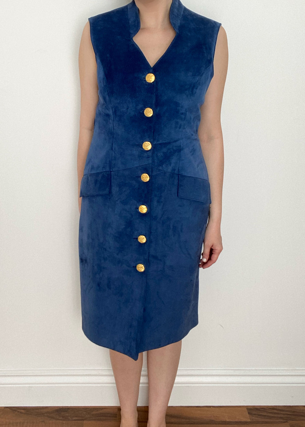 Indigo Suede Button Up Danier Dress