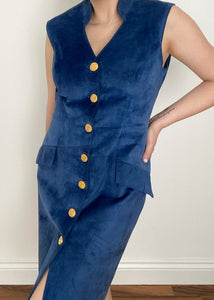 Indigo Suede Button Up Danier Dress