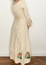 70's Hand Embroidered Linen Dress