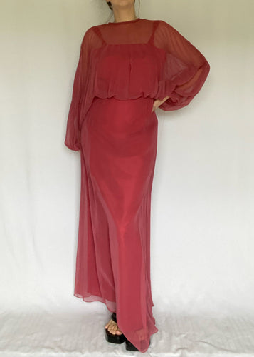 70's Dark Dusty Rose Dress