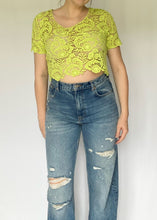 90's Green Lace Crop Top