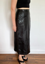 80's Black Maxi Leather Skirt