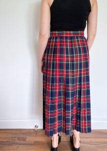 80's Tartan Full Length Pleated Skirt