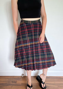 70's Plaid Pleated Wool Skirt