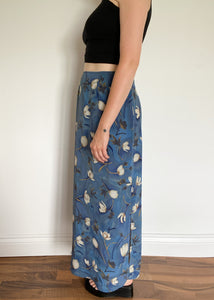 90's Blue Floral Maxi Skirt