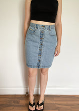 90's Button Front High Waist Denim Skirt