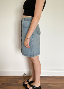 90's Button Front High Waist Denim Skirt