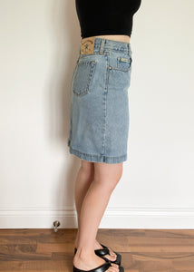 90's Button Front High Waist Denim Skirt