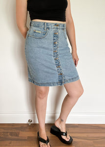 90's Button Front High Waist Denim Skirt