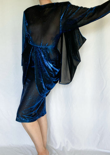 80's Blue Metallic Party Dress