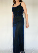 90's Metallic Blue Maxi Dress
