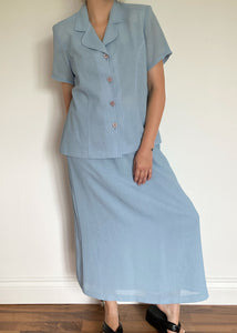80's Pastel Blue 2PC Skirt Set