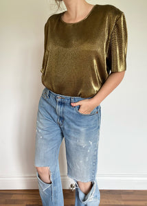 90's Metallic Gold Shimmer Top