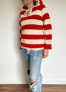 70's Striped Hooded Knit Sweater
