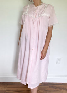 Early 90's Pastel Pink Cotton Nightgown Set