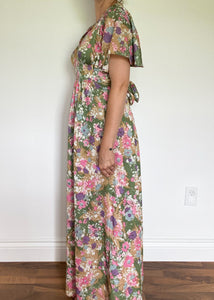70's Boho Floral Maxi Dress