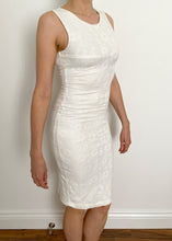 90's White Floral Embossed Bodycon Dress