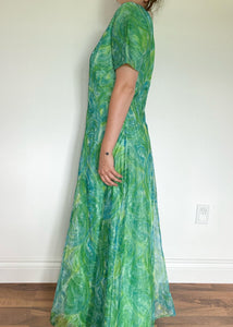 70's Handmade Green Maxi Dress