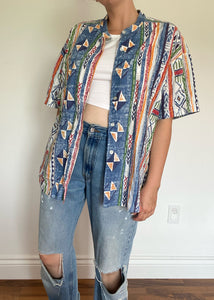 90's Abstract Collared Button Up Tee