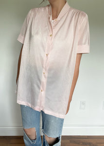 Sheer Pink Button Up Lounge Tee
