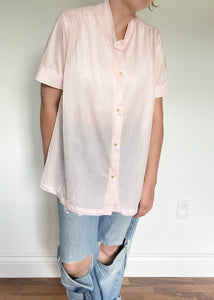 Sheer Pink Button Up Lounge Tee