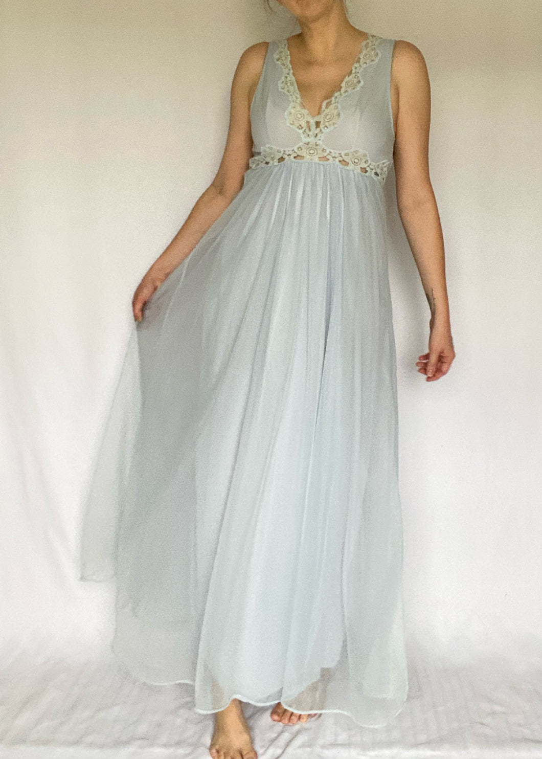 70's Cinderella Blue Chiffon Nightgown