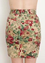 Denim Floral Pencil Skirt