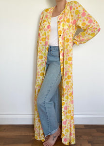 1970's Yellow Floral Sheer Duster