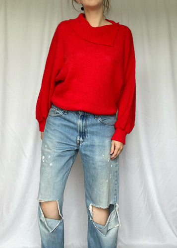 70's Red Knit Pullover Sweater