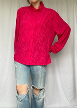 70's Vibrant Pink Embossed Blouse