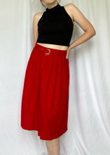 Red Belted Button Front Skirt