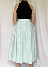 80's Blue and White Striped Button Front Skirt