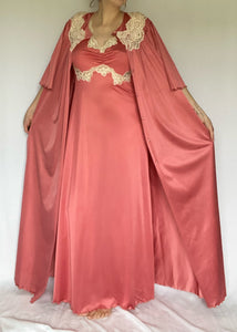 70s Pink 2PC Nightgown and Robe Set