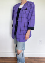 80's Purple Grid Print Blazer