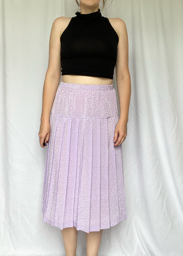 80's Lilac Purple Pleated A-Line Skirt