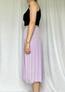 80's Lilac Purple Pleated A-Line Skirt
