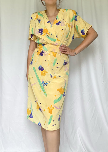 Perfectly 80's Yellow Belted Dress
