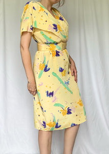 Perfectly 80's Yellow Belted Dress