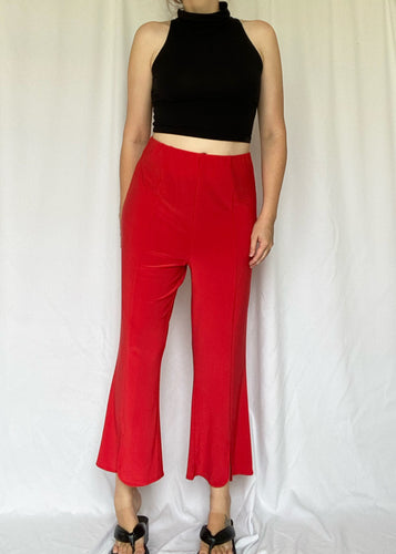 90's Red Front Slit Capris