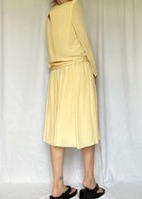 80's Pale Yellow Pleated Dress