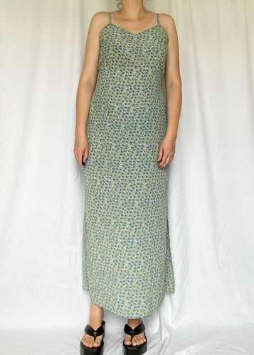 90's Blue Floral Tank Dress