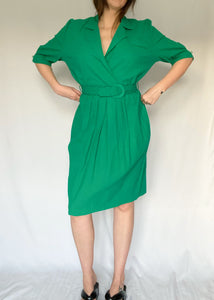80's Green Belted Dress